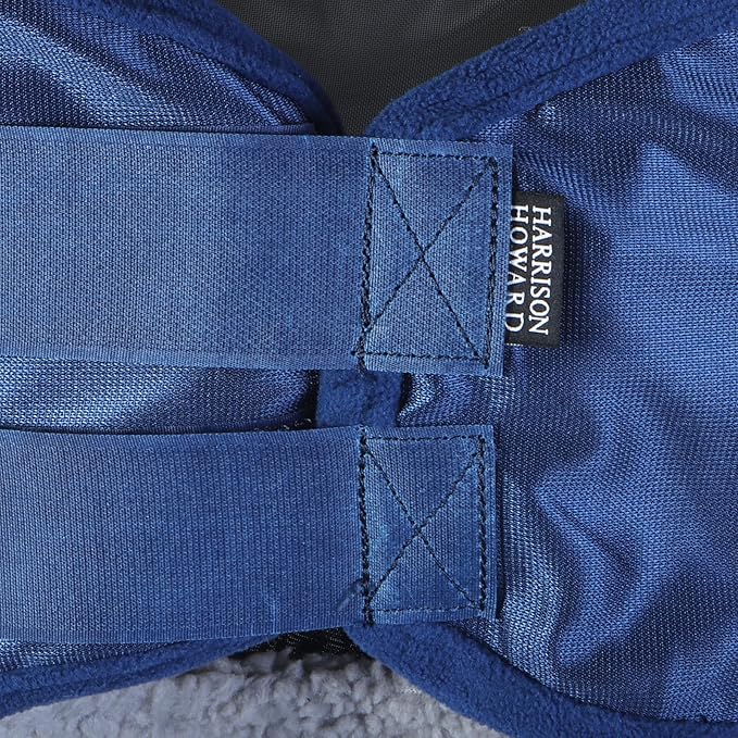 Harrison Howard CareMaster Pro Luminous Horse Fly Mask Large Eye Space Standard with Ears UV Protection for Horse Navy S Pony