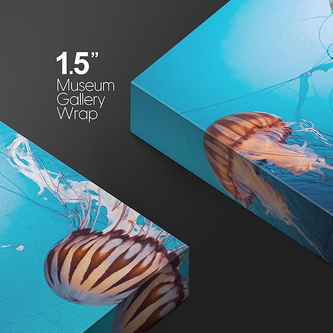 wall26 Canvas Print Wall Art Tiger Stripe Jellyfish Underwater Ocean Sea Nature Animals Photography Realism Rustic Scenic Landscape Wilderness Colorful for Living Room, Bedroom, Office - 32"x48"