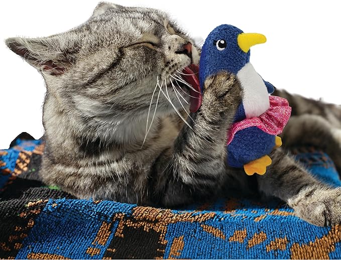 2 Pack Interactive Catnip and Feather Cat Toys, Circus Penguin and Seal Catnip Toys, Accessories for Indoor Cat, Catnip Plush Toys with Natural Feathers and Rattles