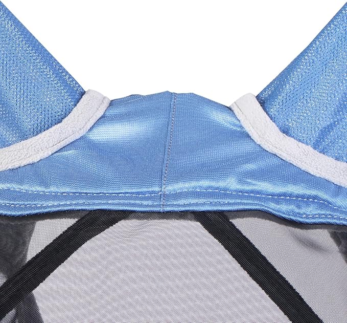 Harrison Howard CareMaster Pro Luminous Horse Fly Mask Large Eye Space Standard with Ears UV Protection for Horse Royal Blue Full Size