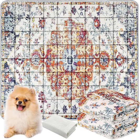 Washable Thickened Pee Pads for Dogs, 2 Pack (36"x42") Upgrade Reusable Puppy Pads with Non-Slip Rug, Super Absorbent Leakproof Puppy Training & Whelping Pads for Dogs, Doggie