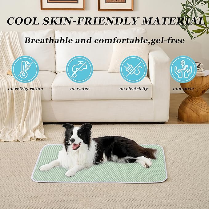 MICROCOSMOS Pet Cooling Mat & Sleeping Pad- Breathable Bubble Surface, EZ Clean. Keep Cooling for Pets, Kids and Adults in Summer.(Green, 59" x 40")