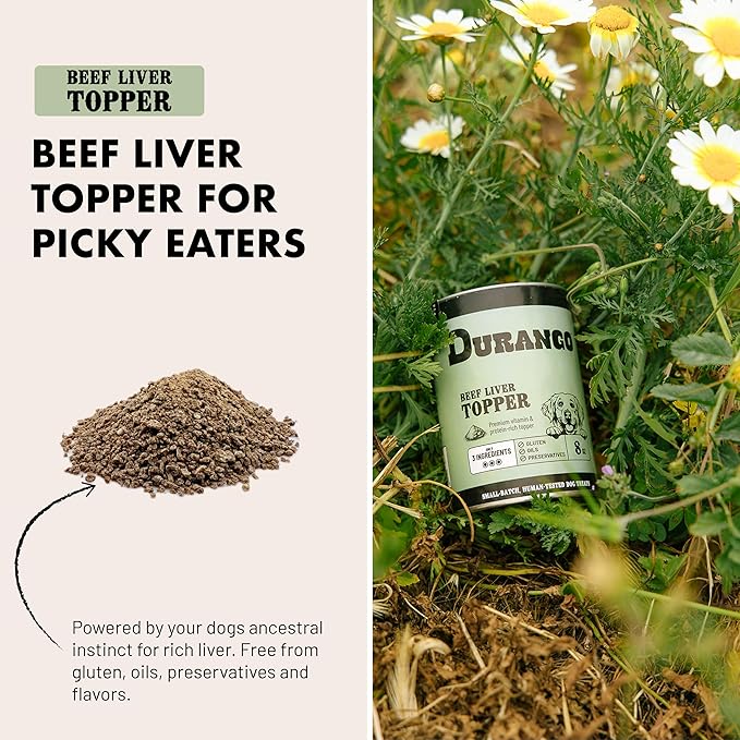 Durango High-Protein Dog Food Topper - Rich Beef Liver Meal Enhancer for Picky Eaters - Limited Ingredient Kibble Booster - 8 oz Tin - Made in USA - Plastic-Free - Easy to Scoop - 60 Servings
