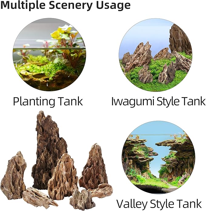 LANDEN Natural Dragon Stones (16lbs, 2~8 inches,7-8pcs) for Aquascaping Terrariums, Paludariums,Vivariums, Reptile and Amphibian Enclosures