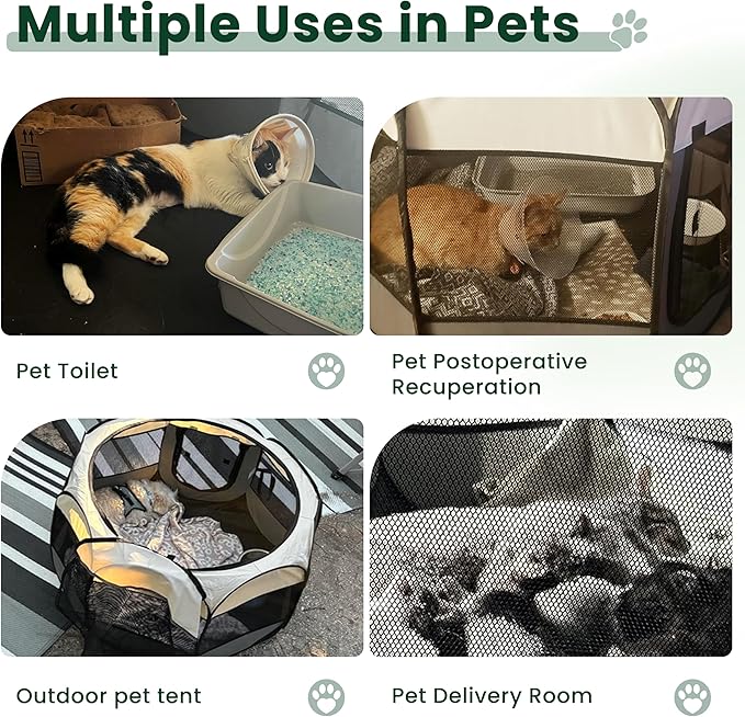 Love's cabin Pet Puppy Dog Playpen, Large Dog Tent Crates Cage Indoor/Outdoor, Portable Playpen for Cat, Foldable Pop Up Dog Kennel Playpen with Carring Case, Removable Zipper Top, Green