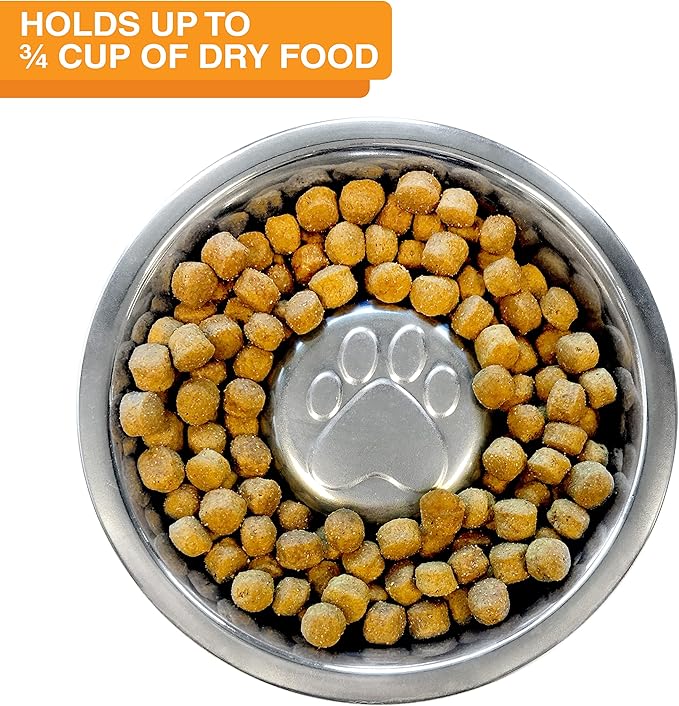 Neater Pet Brands Stainless Steel Slow Feed Dog Bowl for Fast Eating Small Breeds, Metal Slow Feeder Dog Bowl Fits in Cat & Small Neater Feeders, for Puppy or Dogs (< 15 lbs), 3/4 Cup Food Capacity
