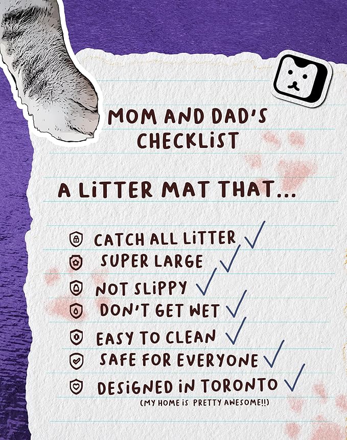 Lukamoo® Cute Cat Litter Mat (30’’x20’’), Large/L, for Kitty Litter & Cute Cat Litter Box, Litter Trapping Mat (Pointed, Cornered)