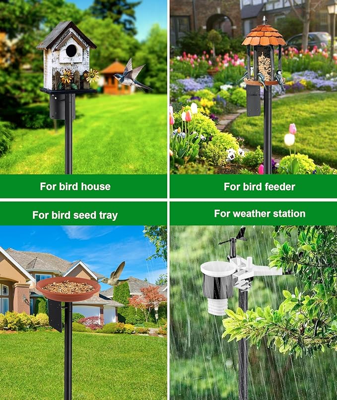 Bird House Pole, 60” Bird Feeder Pole for Outside Heavy Duty, Adjustable Birds Feeder Stand, Birdhouse Poles for Bluebird, Hummingbird