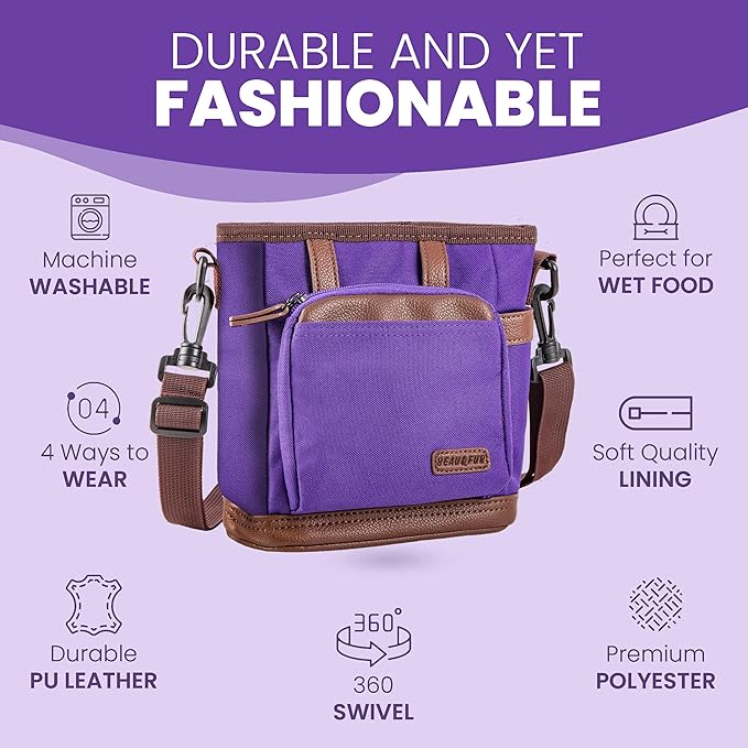 BEAU&FUR Dog Treat Pouch with Clicker for Training - Hands-Free Dog Treat Bag with Magnetic Closure, Built-in Poop Bag Holder Pocket