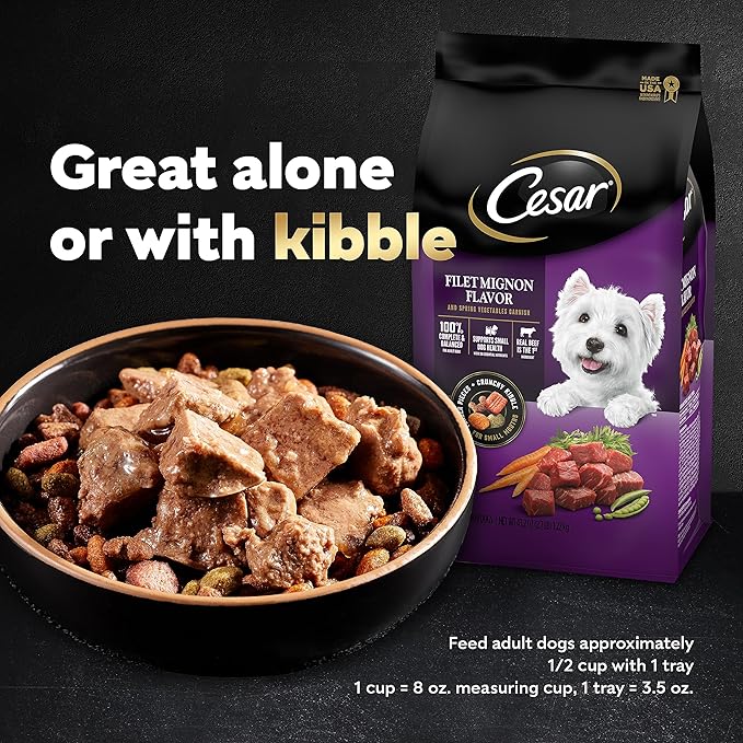 Cesar Wet Dog Food Loaf in Sauce Bacon Feast Variety Pack, 3.5 oz. Easy Peel Trays (12 Count, Pack of 2)