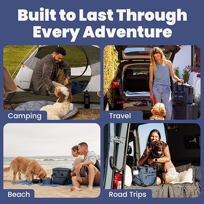 The Original Doggy Bag™- Dog Travel Bag for Supplies - Ultimate Gift for Dog Moms & Dads, Doggy Lovers & Pet Owners for Christmas- Includes 2 BPA-Free Travel Bowls and 2 Food Containers: Navy