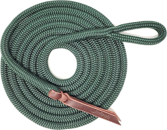 Double Braid Lead Rope with Eye Splice Loop, 12-14FT Lengths (Hunter Green, 12 ft.)
