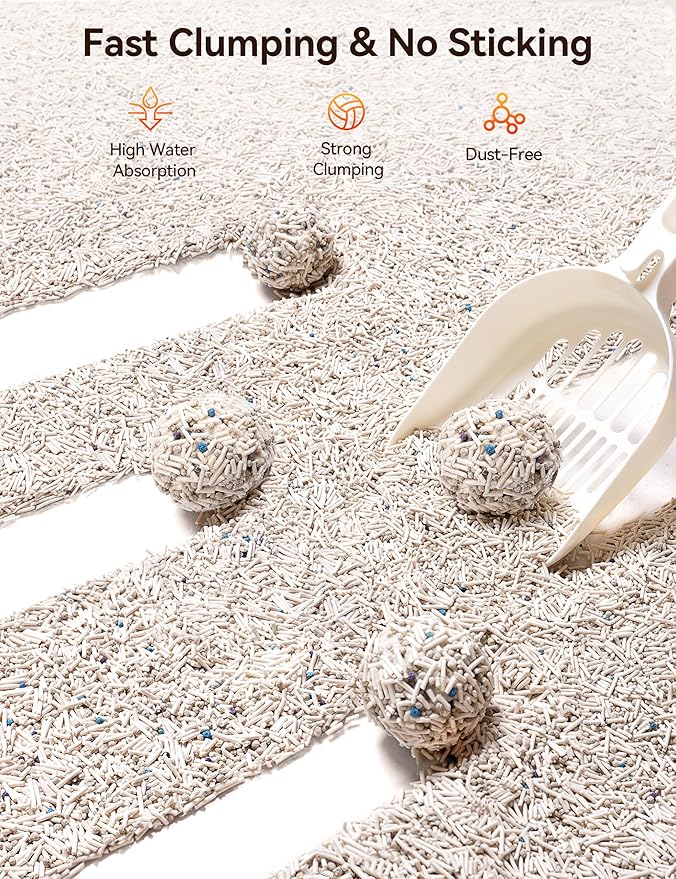 Meowant 5-in-1 Mixed Cat Litter, Natural Bentonite Tofu Clumping Cat Litter, Ultra Absorbent, Fast Clumping, Dust-Free, Odor Control, Flushable, 7.9lbs*2