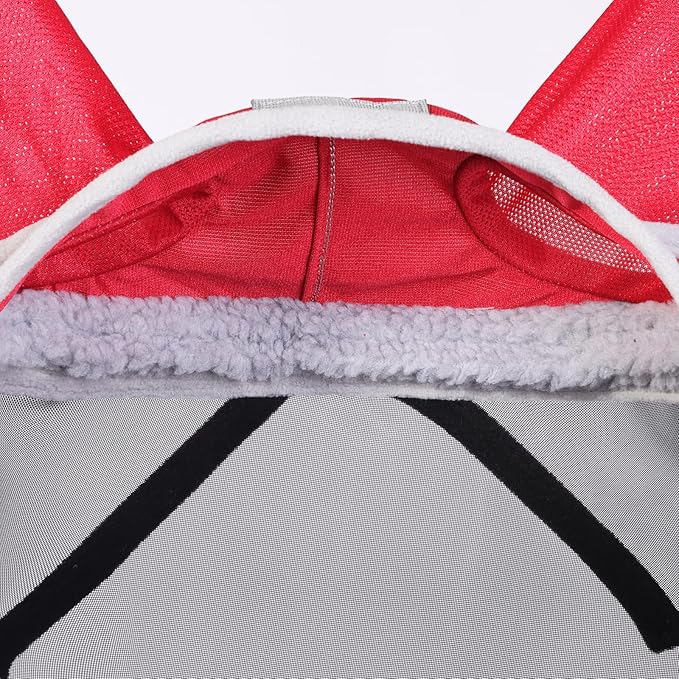 Harrison Howard CareMaster Pro Luminous Horse Fly Mask Large Eye Space Standard with Ears UV Protection for Horse Red M Cob