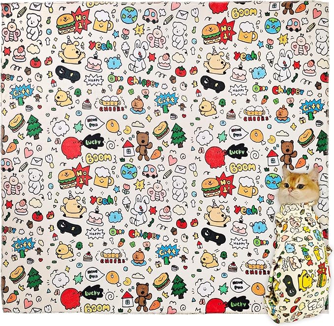 Cat Grooming Restraint Wrap – Self-Adhering Swaddle for Nail Clipping, Anti-Scratch & Escape-Proof, Calming Cat Swaddle Wrap for Grooming or Medication (Extra-Large, for Over 1 Year Old Kittens)