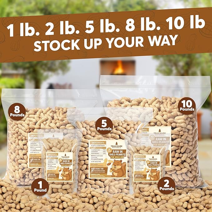 25 LB - Raw Peanuts For Squirrels, Raw In Shell Peanuts For Birds and Wildlife- Squirrel Food, Wild Bird Seed - Grown in The USA