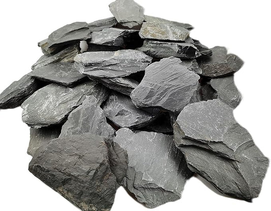 Voulosimi Natural Slate Rocks PH Neutral Stone Perfect Rocks for Aquariums, Landscaping Model,Tank Decoration,Amphibian Enclosures (7.5 LB, 1-3 inch)