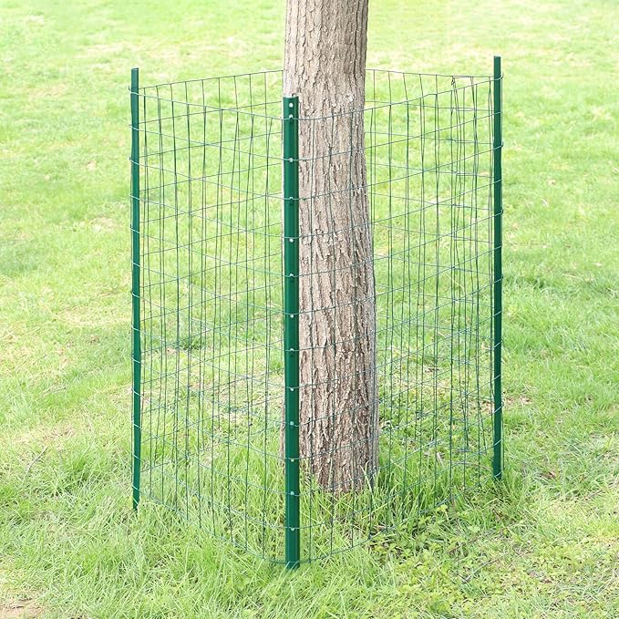 Green PVC Coated Welded Wire Fence 24 Inch x 50 Foot, 2 Inch x 3 Inch 16GA, Garden Border Fencing Roll Vinyl Coating Metal Wire Mesh for Yard Vegetable Plant Protection Poultry Netting