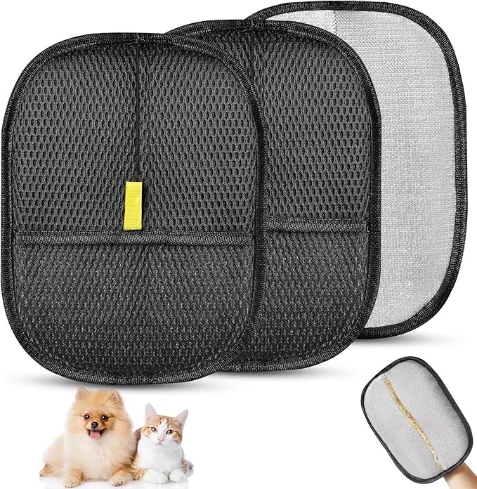 Pet Hair Removal Gloves for Cats & Dogs, 2pcs Reusable Electrostatic Pet Hair Remover Glove, Strong Adsorption Pet Hair Remover Tool to Quickly Clean Animal Hair for Clothes, Bedding, Sofa, Carpet