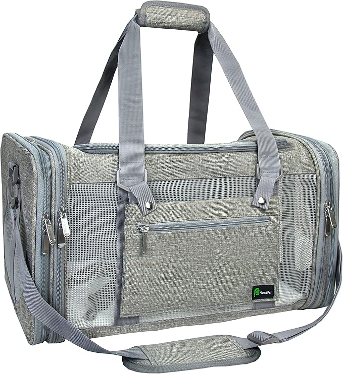 Soft-Sided Pet Carrier for Cats Small Dogs of 15 Lbs Medium Grey