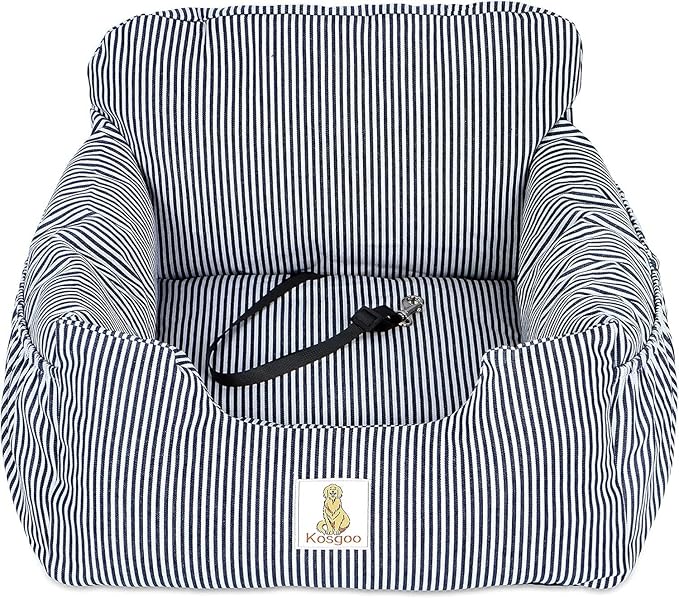 Dog Car Seat for Small Dogs,Fully Detachable and Washable Puppy Dog Booster Seats with Storage Pockets and Clip-On Safety Leash,Non-Slip Base Dog Bed Dual-use for Car and Home (Blue)