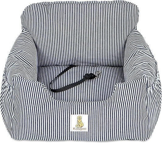 Dog Car Seat for Small Dogs,Fully Detachable and Washable Puppy Dog Booster Seats with Storage Pockets and Clip-On Safety Leash,Non-Slip Base Dog Bed Dual-use for Car and Home (Blue)