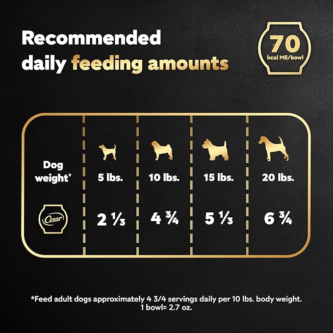 Cesar Warm Bowls Wet Dog Food Chicken & Beef Entree with Vegetables Entrée, 2.7 oz. Trays (10 Count, Pack of 1)