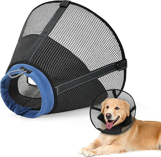 Dog Cone Collar to Stop Licking: Breathable Mesh Elizabeth Recovery Collar Alternative with Soft Padded After Surgery Neuter Spay Wound, for Large Medium, Small Dogs, Normal Eating and Drinking