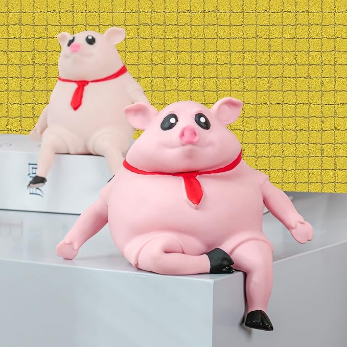 Stretchy Glue-Sand Filled Rubber Pig, Latex Piglet Soft Decompression Doll Toy, Animal High-Elastic Stretchable, Decompression Toy for Adults and Children