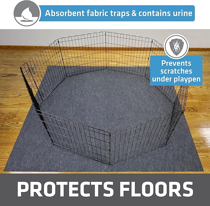 Drymate 2-Pack Jumbo Dog Playpen Mat (60x74), Absorbent, Waterproof, Slip-Resistant, Machine Washable, Reusable Puppy Pad for Training, Whelping, Housebreaking, Incontinence, Crate, Kennel (USA Made)