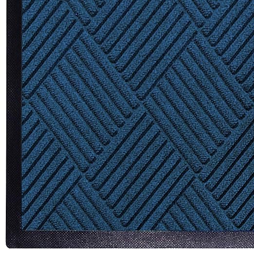 WaterHog Diamond | Commercial-Grade Entrance Mat with Rubber Border – Indoor/Outdoor, Quick Drying, Stain Resistant Door Mat (Navy, 3' x 10')