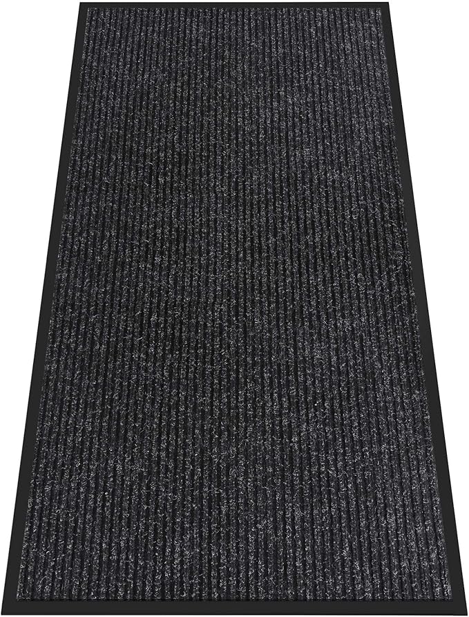 Indoor Outdoor Door Mat, 4' x 2' Doormat for Entryway, Rubber Backing Non Slip Front Door Mat Outside Entrance, Super Absorbent Commercial Floor Mat for Home Office, Black