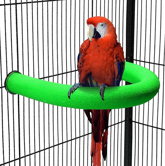 U Shape Parrot Perch Stand Toy Bird Platform Sand Paw Grinding Clean Stick Exercise Conure Budgie Cockatiel Cage Accessories (Green)