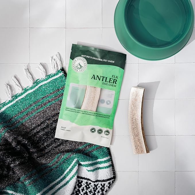 Mountain Valley Elk Antlers for Dogs - 100% Natural & Organic Chew for Aggressive Chewers, No Odor, No Mess, Long Lasting - Wild-Foraged Naturally Shed Antlers in USA - Grade A, Split Large (1 Pack)