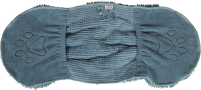 Dog Gone Smart The Dirty Dog Shammy - Fast Drying Plush Shammy Towel with Dual Hand Pockets and Elastic - Super Absorbent Microfiber and Machine Washable - Pacific Blue