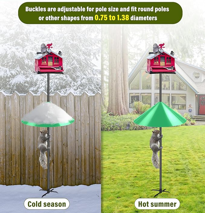19''Large Squirrels Baffle for Bird Feeders,Squirrel Proof for Birdhouse, Squirrel Cone for Bird Feeder Pole(LightGreen)