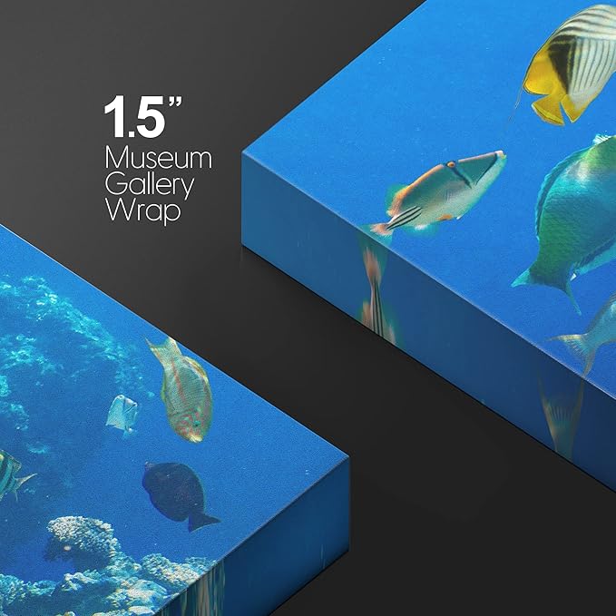wall26 Canvas Print Wall Art Tropical Island Ocean Sea Fish Coral Reef Nature Animals Photography Realism Rustic Scenic Landscape Wilderness Earth Colorful for Living Room, Bedroom, Office - 24"x36"