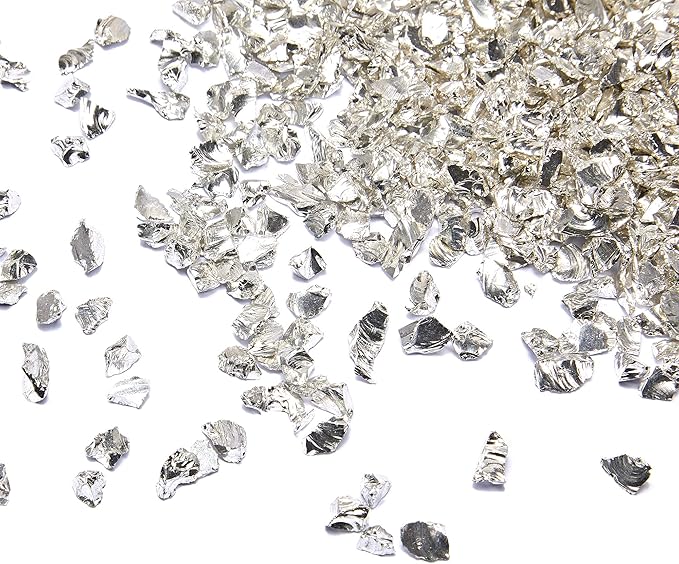 TWINKLING High Luster Crushed Glass Glitter, Broken Glass, Fire Glass Gems Chips for Fire Pit, DIY Resin Art, Epoxy Crafts, Geode Painting, Aquarium Decoration, 6-9mm(370g/13oz.) (Silver)