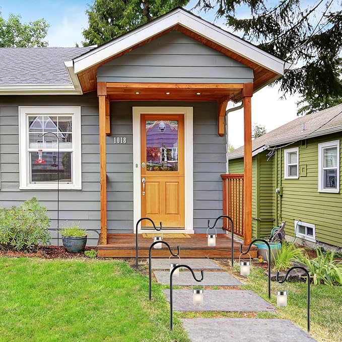 15inch 12 Pcs Adjustable Shepherds Hook for Outdoor Metal Rust Resistant Steel Shepard Hooks for Bird Stand Feeder Pole, Weddings Decor, Garden Plant Basket, Outside Hanging Solar Lights