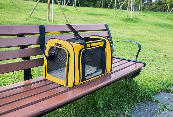 Soft Sided Carrier for Small Medium Cats Dogs,Removable Pad Collapsible Travel Pet Carrier Large Yellow