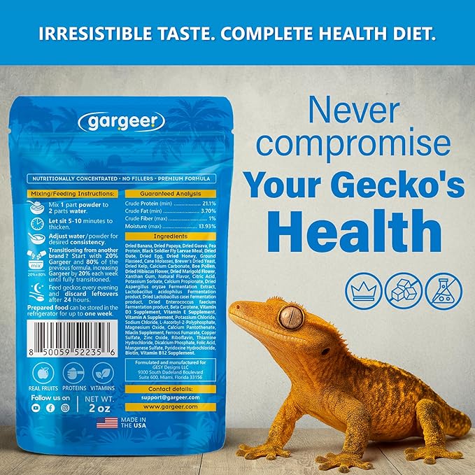 'Picky Geck' Island Retreat - Premium Crested Gecko Food | Sustained Energy & Immune Boost with Premium Tropical Fruit Blend | No Fillers, No Rice Bran - Only Premium Ingredients | 2oz