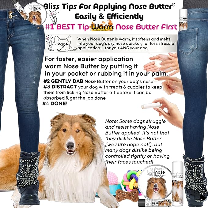 The Blissful Dog Collie Nose Butter for Dry, Cracked Skin, Lick-Safe Dog Nose Balm with Moisturizing Shea Butter, Almond, Olive, and Essential Oils, Pet Supplies, Uncented, 0.50 oz.