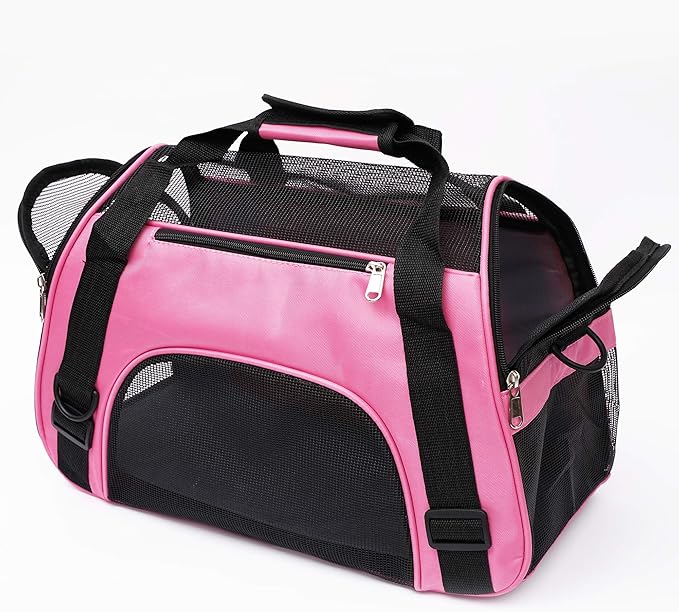 Cat Carrier for Small Cats Dogs Soft-Sided Pet Carrier for Cats Puppies Small Pets Airline Approved Lightweight Comfortable Travel Cat Dog Carrier (Small, Pink)