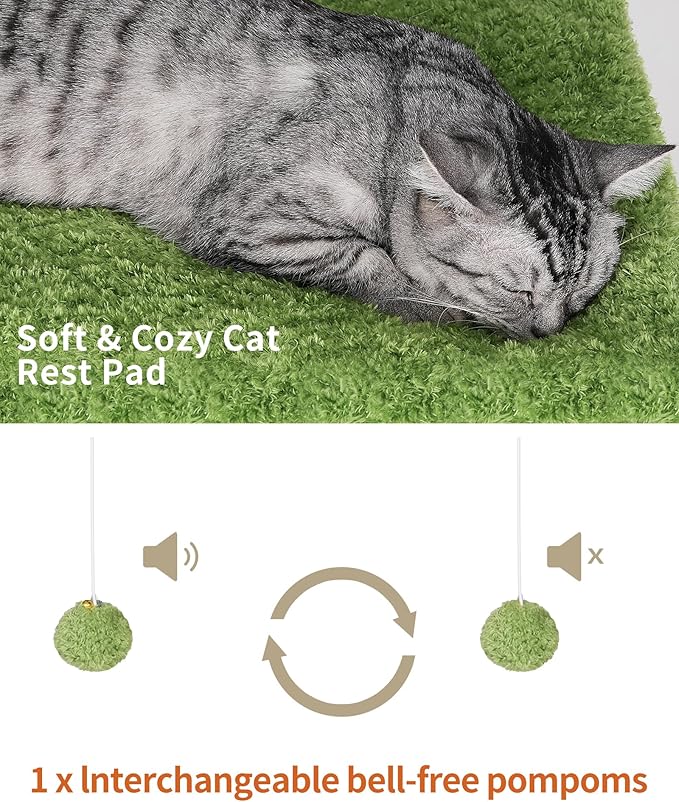 FourFurPets 43.7in 3-Tier Modern Cat Tree Tower Condo, Cat Scratch Posts for Indoor Cats, Big Plate, Two 19.7in Full Sisal Scratching Posts, White