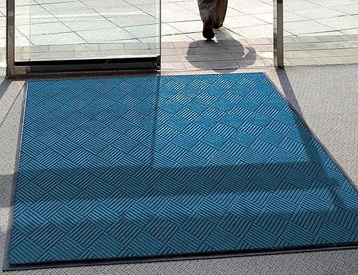 M+A Matting WaterHog Diamond | Commercial-Grade Entrance Mat with Rubber Border – Indoor/Outdoor, Quick Drying, Stain Resistant Door Mat (Medium Blue, 6' x 6')