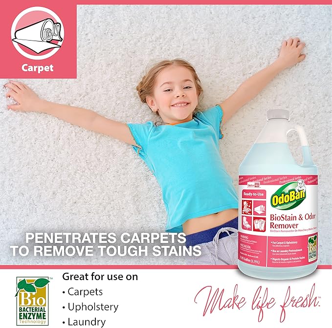 OdoBan Professional Cleaning and Odor Control Solutions, Ready-to-Use Biostain and Odor Remover, Made in the USA, 32 oz Spray Bottle and 1 Gallon