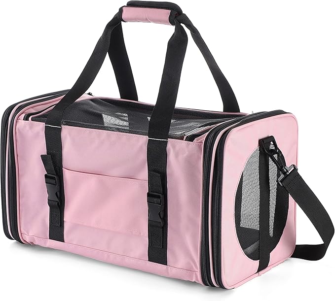 Soft-Sided Pet Carrier for Cats Small Dogs of 15 Lbs Medium Pink