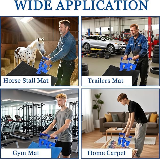 Stall Mat Gripper,2 PCS Heavy Duty Stall Mat Grippers,Mats Movers Tool,Stall Mats Handlers,Ergonomic Effortless Mat Puller for Horse Stalls,Gym,Barn,Home,Trailer Rubber Mats,Saves Your Back and Hands