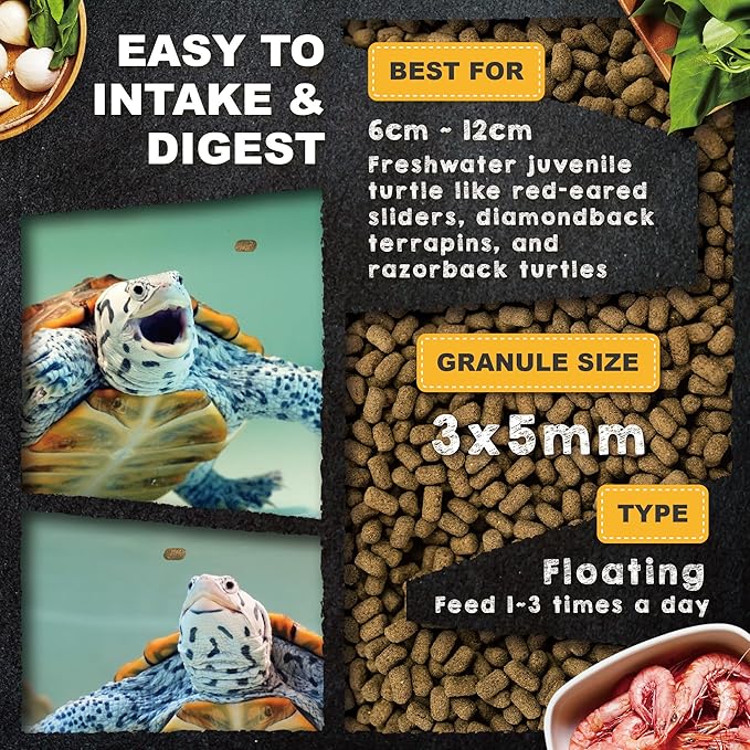 Ultra Fresh Floating Juvenile Turtle Food, All Natural Ingredients, Wild Sword Prawn, w/Deodorizing Probiotics, Juvenile Turtle Deodorizing Nutri Stick 15 oz