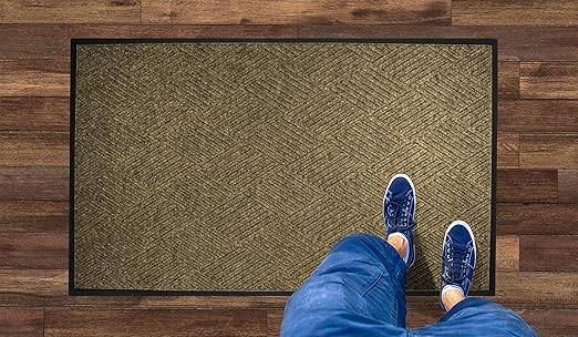 WaterHog Diamond | Commercial-Grade Entrance Mat with Rubber Border – Indoor/Outdoor, Quick Drying, Stain Resistant Door Mat (Camel, 3' x 8')